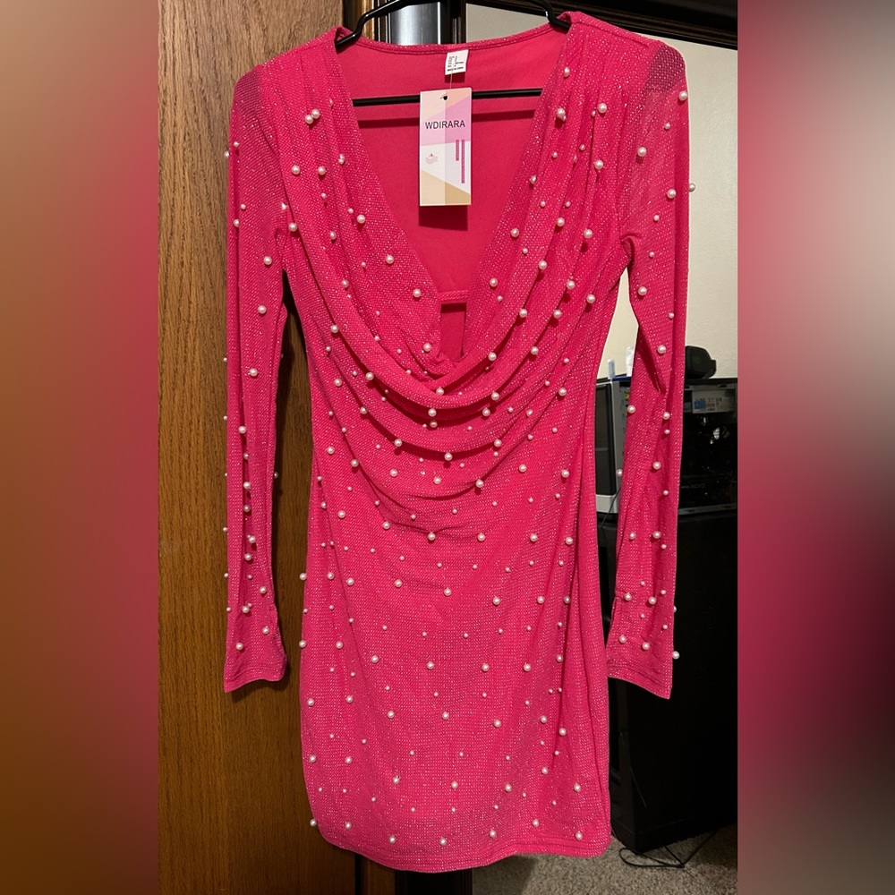 Pink pearl formal dress